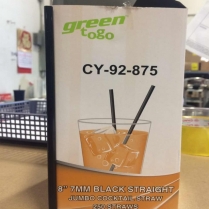 8" Black Straw 7x203mm 250/box(9 box/cs)