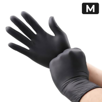 TACTICAL PLUS Black Nitrile Glove (M) 100/box (10box/cs)