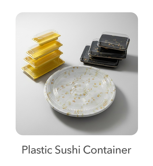 Plastic Sushi Containers: Designed to maintain the freshness and presentation of sushi and other delicate items, featuring clear lids for excellent visibility.