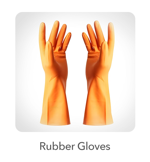 Rubber Gloves: Designed for more robust applications, our rubber gloves are available in black and orange, providing enhanced grip and protection. The Lato-Gard flocked rubber gloves offer additional comfort with their soft lining.