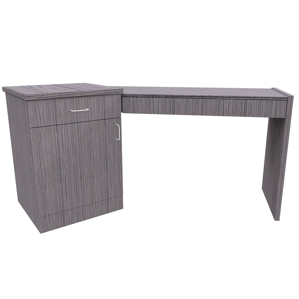 Angled Left Hand Table with 1 Door & Drawer Pedestal