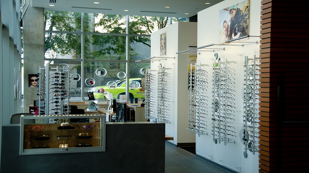 eye glass display, eyewear counter display, sunglass wall display, eyewear display, sunglass wall display, sunglasses wall display, freestanding sunglass display, optometric store design