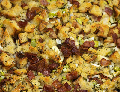 Close Up Image of Apple Bacon Stuffing