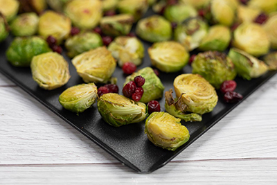 Holiday Balsamic Brussels Sprouts with Cranberries and Bacon