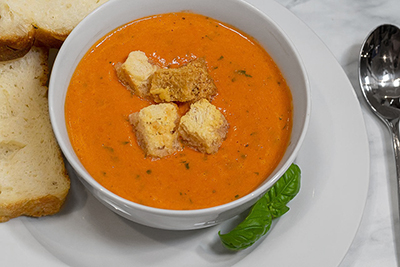 Tomato soup with croutons