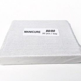 Carepro Manicure White Mini Nail File 80/80 4.5"- 50pcs