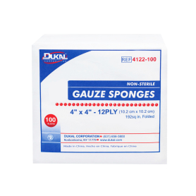 Dukal Non-Sterile Gauze Sponges 4"x4" 12-Fly 4122-100