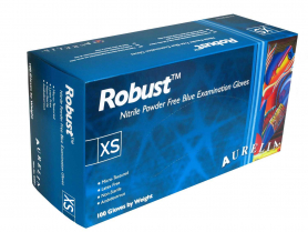 Aurelia Robust 5.0 Nitrile PF Blue Gloves 100PK  XS 93895