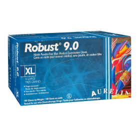 Aurelia Robust 9.0 Nitrile PF Blue Gloves 100PK XL 96899