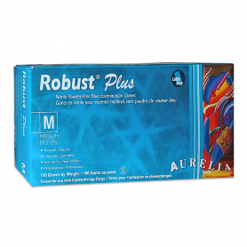 Aurelia Robust Plus Nitrile PF Blue Gloves 100PK Med 63887