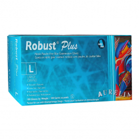 Aurelia Robust Plus Nitrile PF Blue Gloves 100PK Large 63888