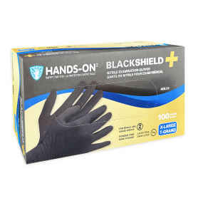 Hands On Blackshield Nitrile Black Gloves X-Large 73224