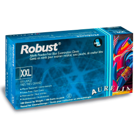 Aurelia Robust Nitrile 5.0 PF Blue Gloves 100PK XXL 93890