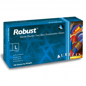 Aurelia Robust Nitrile 5.0 PF Blue Gloves 100PK Large 93898