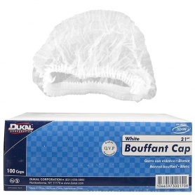 Dukal Bouffant Cap 21" White, 100ct. #321W