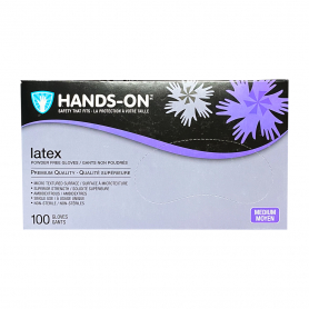 Hands On Latex PF MedicalExam Gloves 100PK - Medium 00220