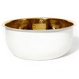 Noel Asmar Pedicure Bowl Hammered Brass W/White PB3001W