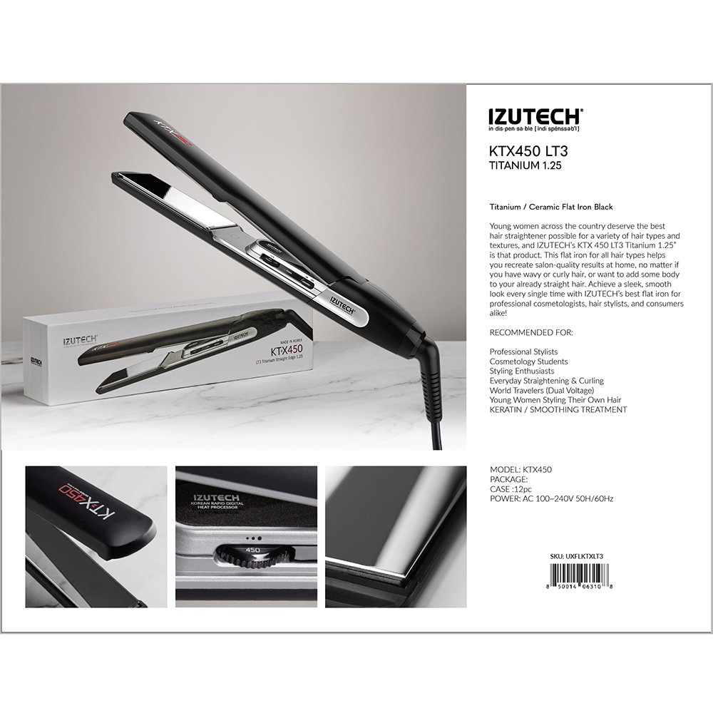 IZUTECH KTX450 LT3 Titanium 1.25 Inch Flat Iron 06310