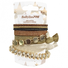 BaBylissPRO Hair Mixed Elastics Gold 8 pcs BESELAGOC