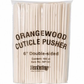 Orange Wood Cuticle Pusher 6" Double-sided 100ct WP101