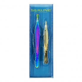 Silkline Stainless Steel Tweezers Set 2PK TWEEZ1WOC 02809