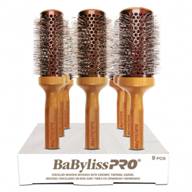 BaBylissPRO Ceramic Brushes W/Wood Handle 9PCS BABBEEDSPESC