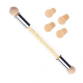 Nail Art Brush W/4 Replaceable Sponge Db Head Gold B3025SS