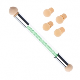 Nail Art Brush W/4 Replaceable Sponge Db Head Green B3029SS