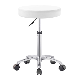 Standard Stool White, Chrome Base With Pump 14" FBC-S1PY