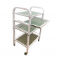 PI Beauty Trolley Glass Shelves White BT-018