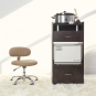 J&A WorkStation Trolley (2pcs) - Walnut/Black Glass Top