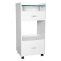 J&A Work Station Trolley (2pcs) - White/Frosted Glass Top