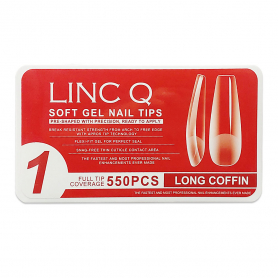 Linc Q Nail Tips 1 Full Tip Long Coffin 550PC 89469