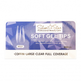 Silver Star Gel Tips 550PC Coffin Clear Full Coverage L W027