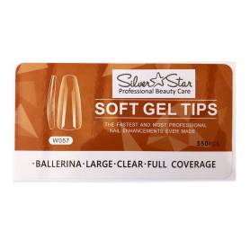 Silver Star GelTips 550PC Ballerina ClearFullCoverage L W057