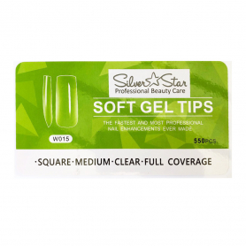 Silver Star Gel Tips 550PC Square Clear Full Coverage M W015