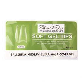 Silver Star GelTips 550PC Ballerina ClearHalfCoverage M W039