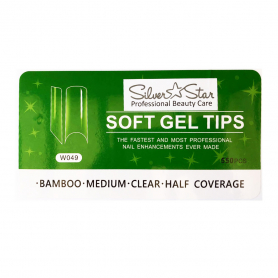 Silver Star Gel Tips 550PC Bamboo Clear Half Coverage M W049