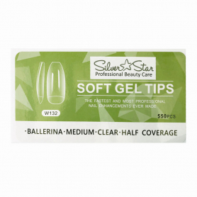 Silver Star GelTips 550PC Ballerina ClearHalfCoverage M W132