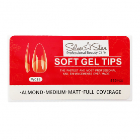 Silver Star GelTips 550PCAlmondClearFullCoverage Matt M W013