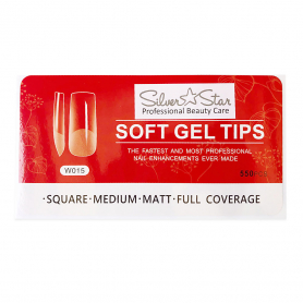 Silver Star Gel Tips 550PC Square Matt Full Coverage  M W015