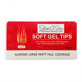 Silver Star GelTips 550PCAlmondClearFullCoverage matt L W053