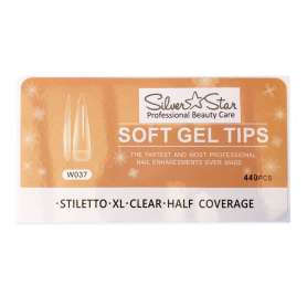 Silver Star GelTips 440PC Stiletto ClearHalfCoverageXL W037