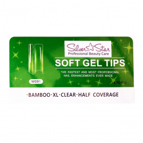 Silver Star Gel Tips 550PC Bamboo Clear HalfCoverage XL W091