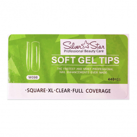 Silver Star Gel Tips 440PC Square Clear FullCoverage XL W098