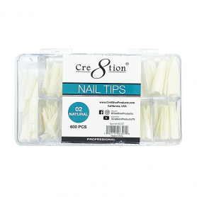 Cre8tion Nail Tips 600pcs 02 Natural Long Stiletto 15132