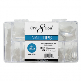 Cre8tion Nail Tips 600pcs 04 Clear Short Almond 15135