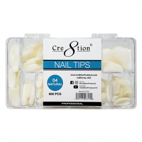 Cre8tion Nail Tips 600pcs 04 Natural Short Almond 15136