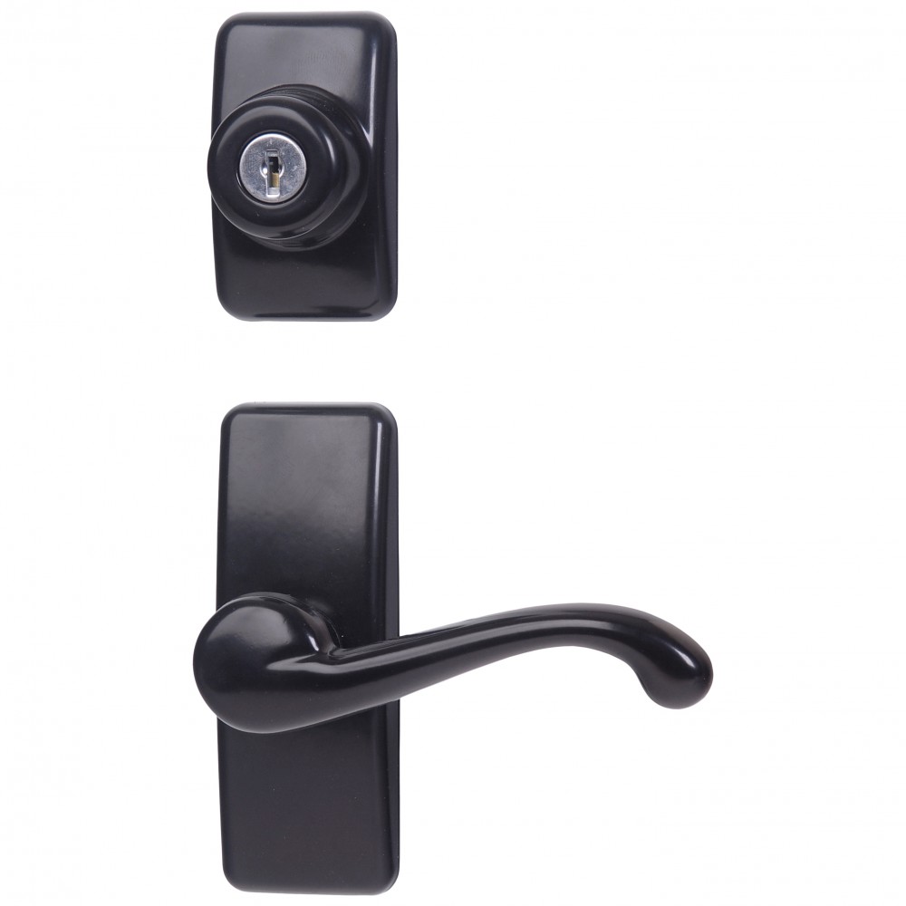 GL Storm Door Lever Set With Keyed Deadbolt Lock, Black