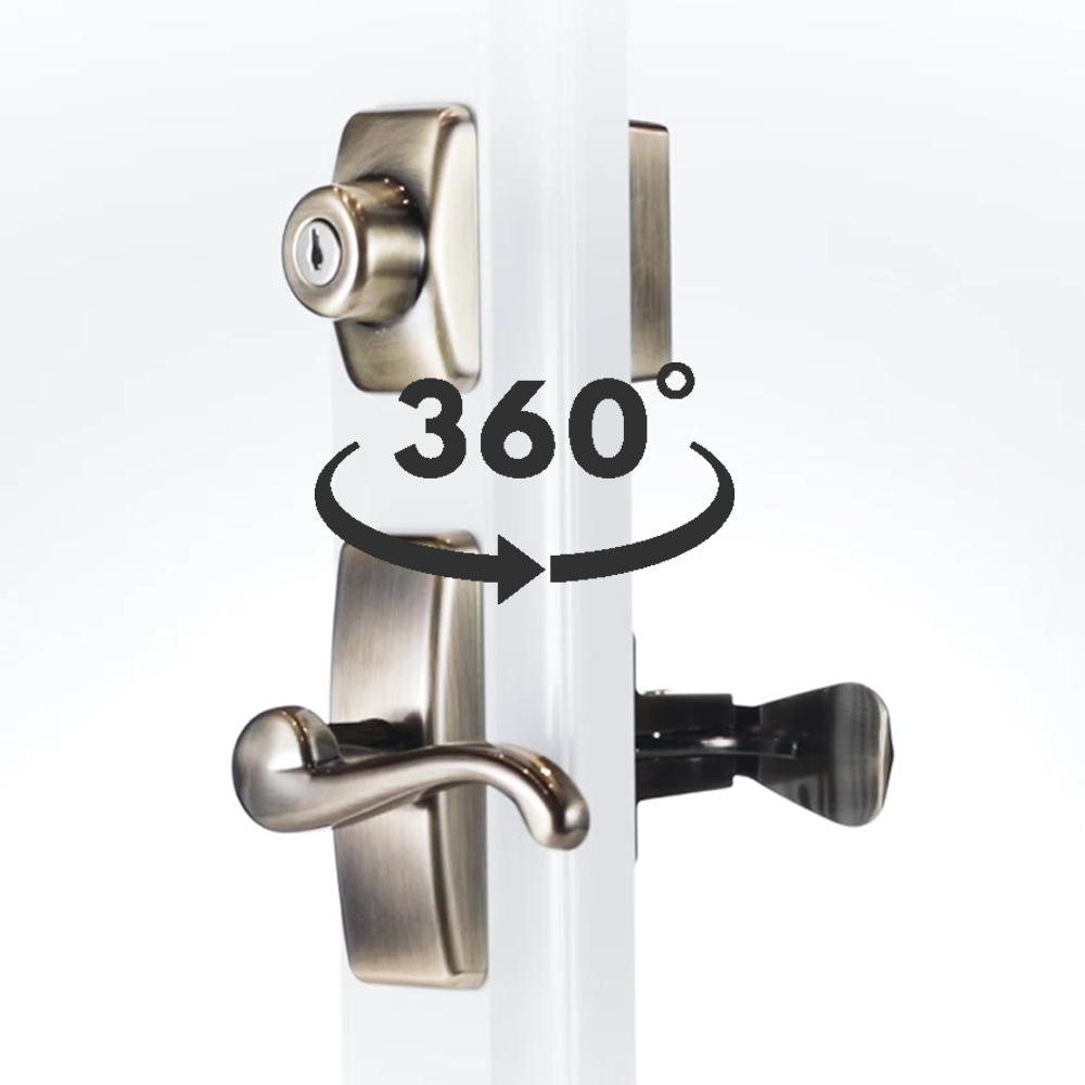 Gl Storm Door Lever Set With Keyed Deadbolt Lock, Antique Brass